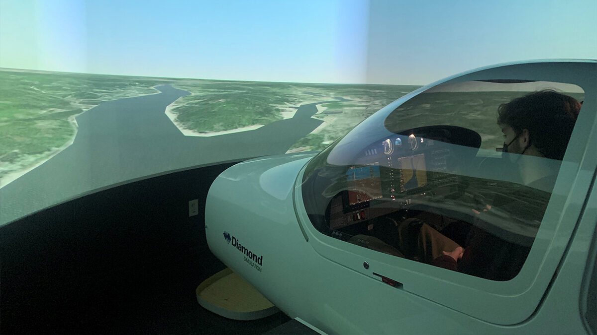 Student in the flight simulator
